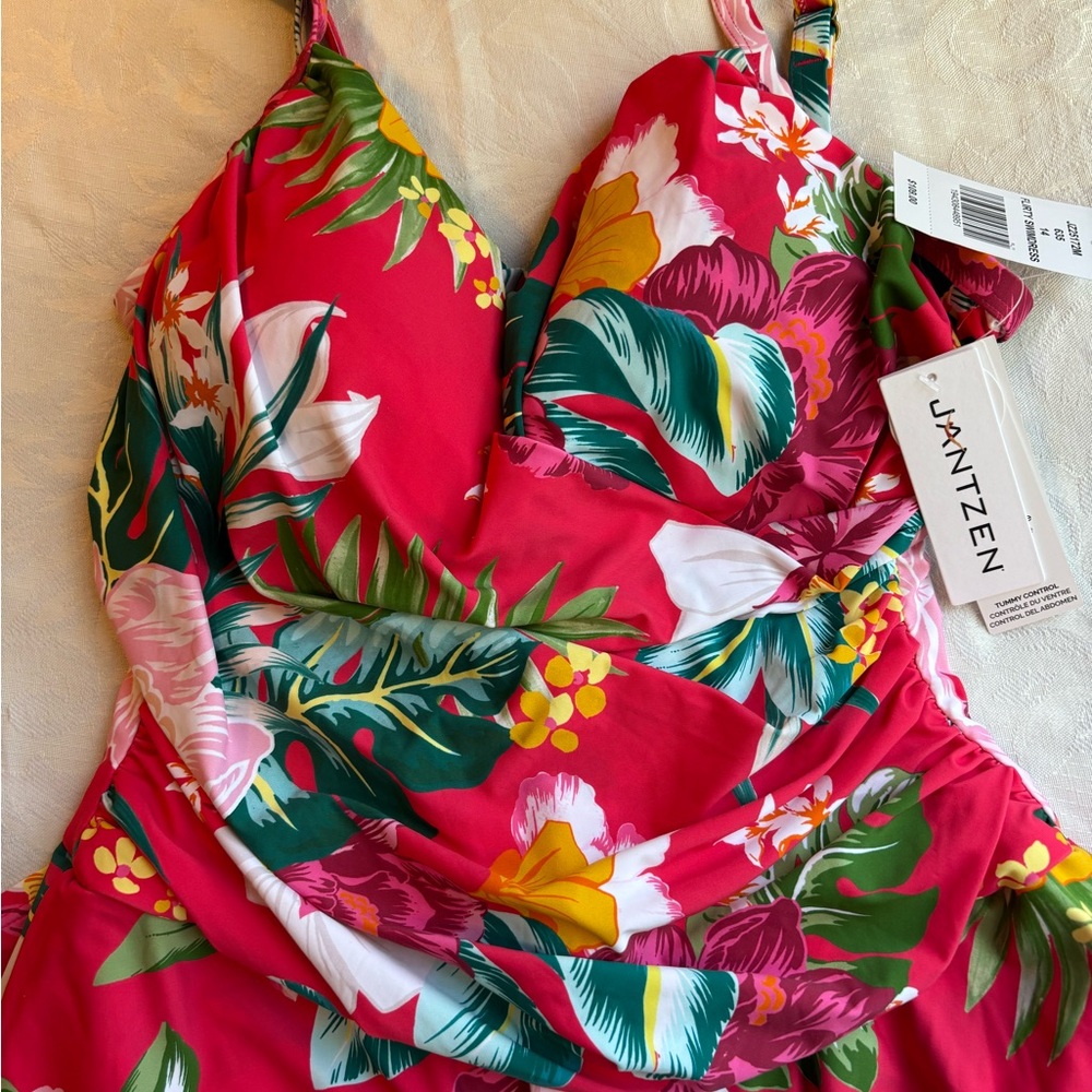 Jantzen Pink Tropical Floral Swimdress - Picture 3 of 11